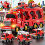 Emergency Vehicle Transport Set with Lights and 4 Mini Vehicles