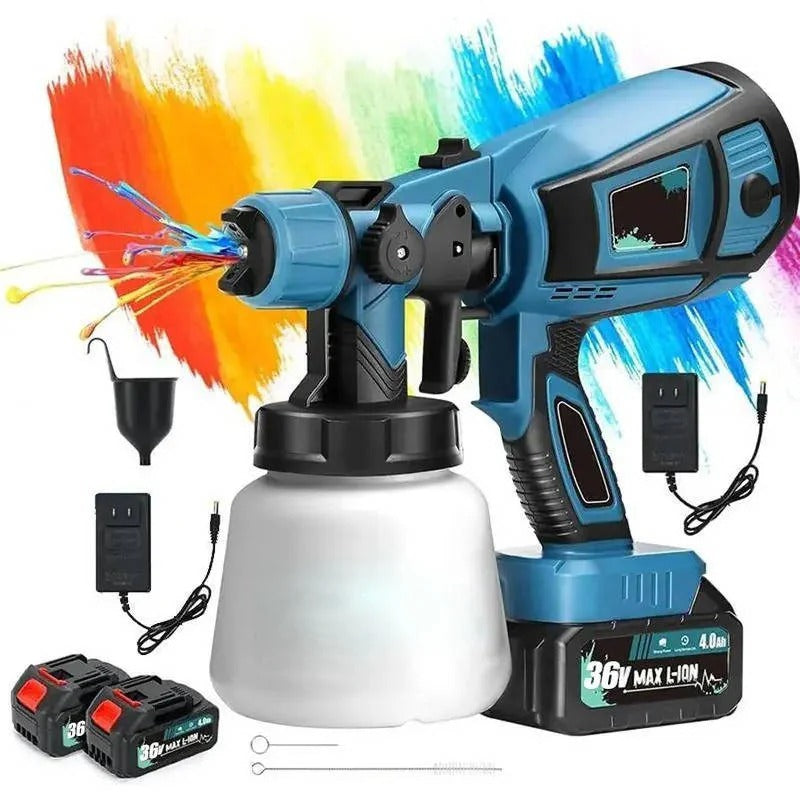 Cordless Paint Sprayer with 3 Interchangeable Nozzles and Versatile Spray Modes