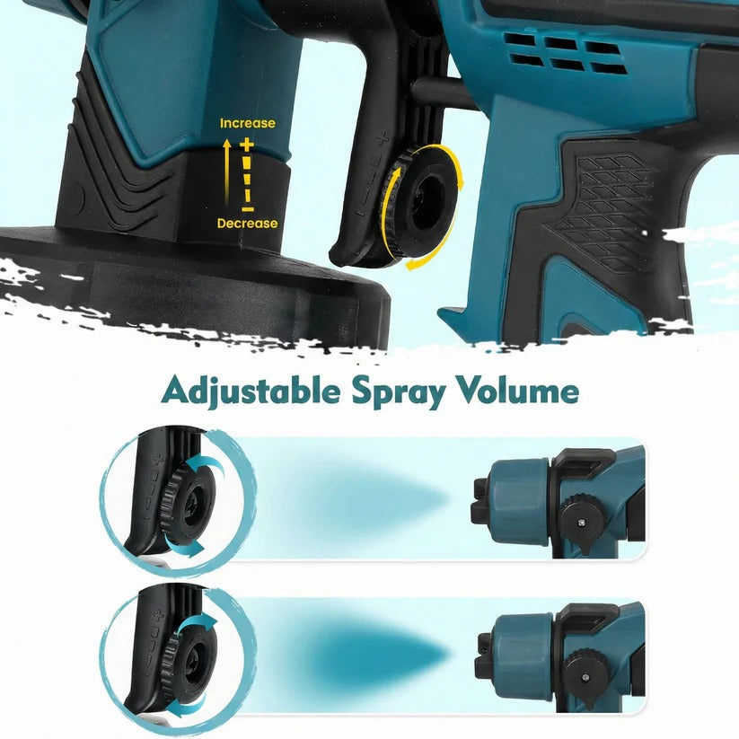 Cordless Paint Sprayer with 3 Interchangeable Nozzles and Versatile Spray Modes