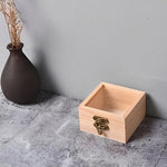 Square Wooden Storage Box with Hinged Lid for Jewelry and Office Supplies
