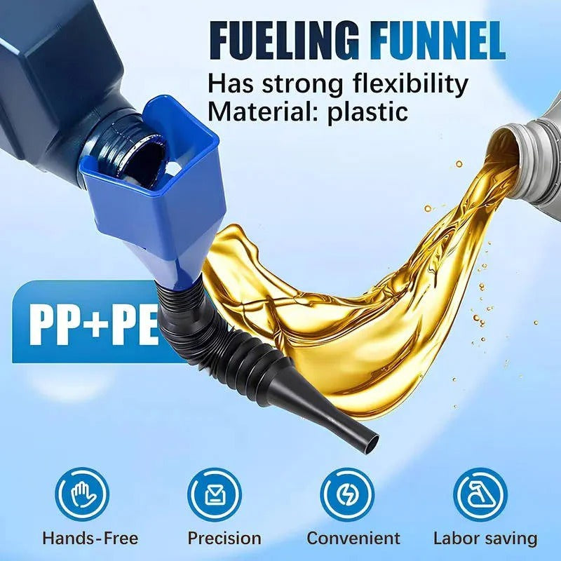 Praktischer Ölfunnel mit Flexiblem Schlauch und Sicherungsclip