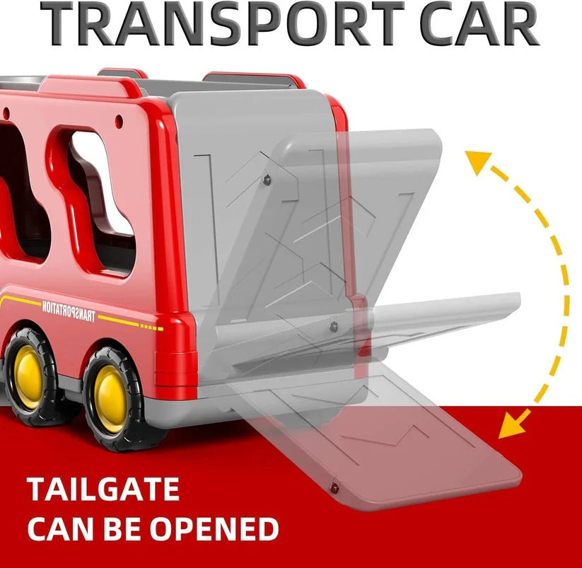 Emergency Vehicle Transport Set with Lights and 4 Mini Vehicles