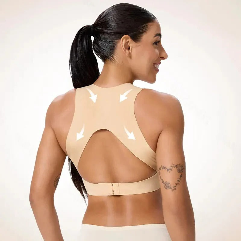 Versatile sports bra with posture correction and breathable design