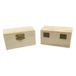 Pine wooden treasure chest with hinged lid and safety clasp for creative projects