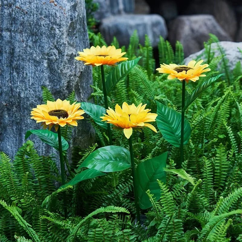 Sonnenblumen-Solarlichter für den Gartenweg