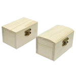 Pine wooden treasure chest with hinged lid and safety clasp for creative projects