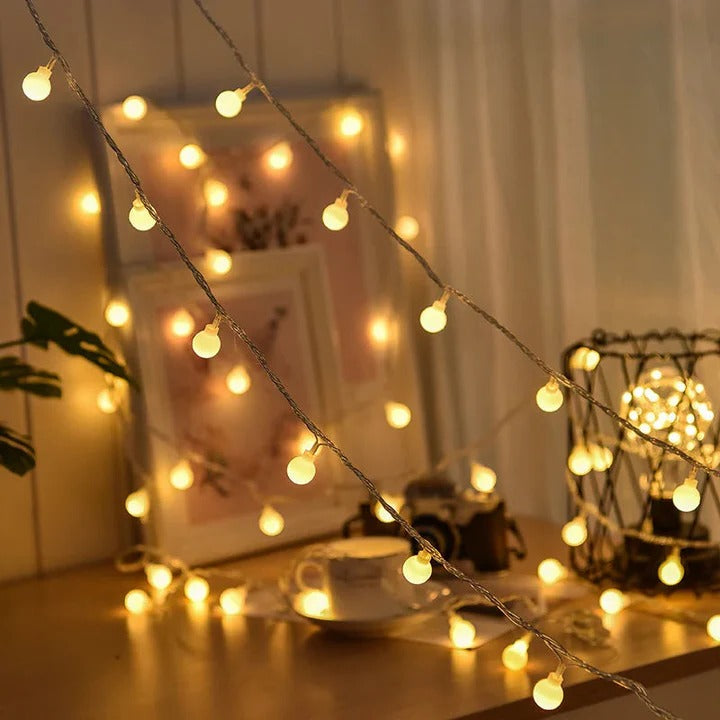Solar-powered outdoor string lights