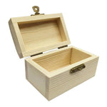 Pine wooden treasure chest with hinged lid and safety clasp for creative projects