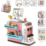 Toy cash register with touchscreen and scanner for home use