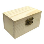 Pine wooden treasure chest with hinged lid and safety clasp for creative projects