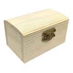 Pine wooden treasure chest with hinged lid and safety clasp for creative projects