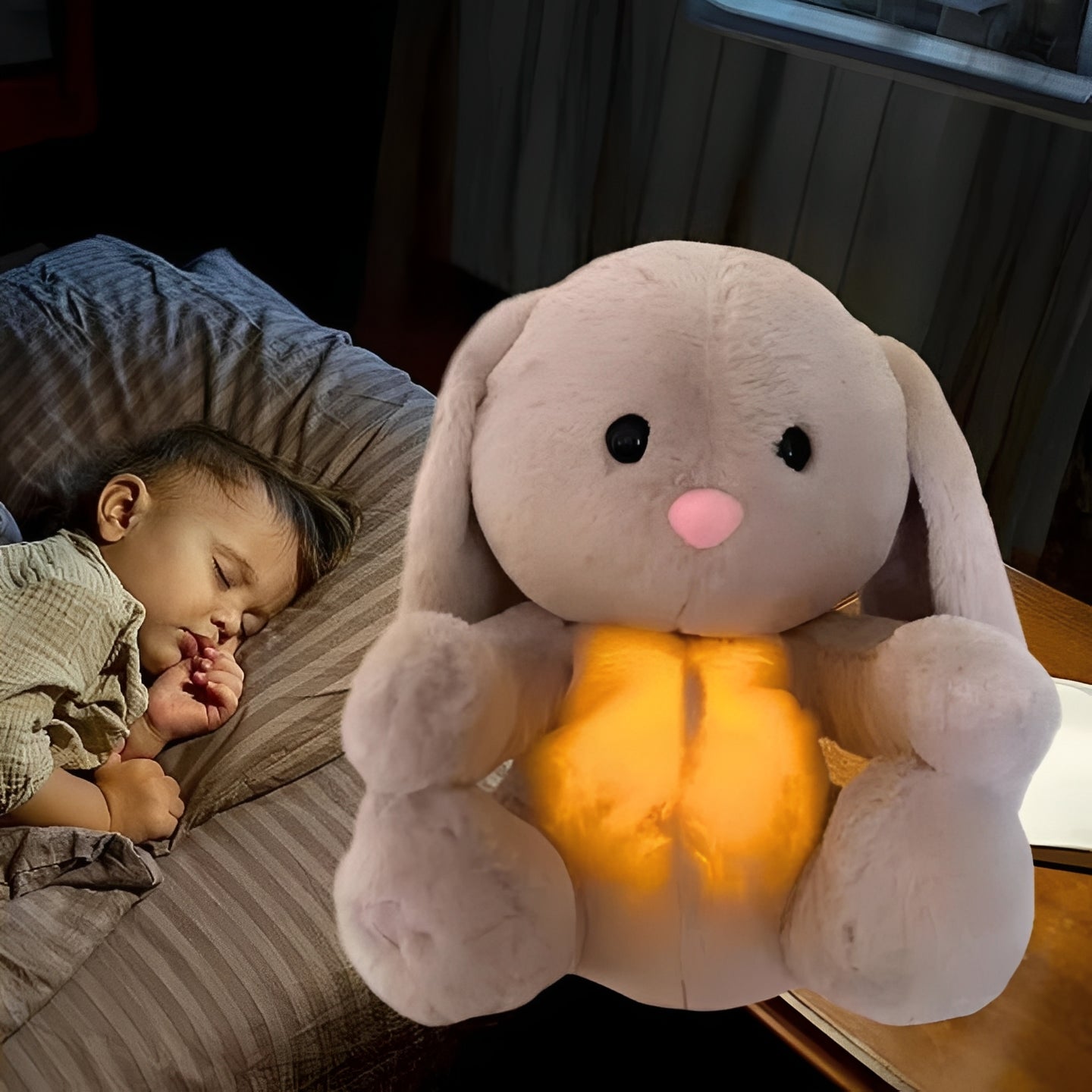 Kuscheltier-Hase mit beruhigender Atembewegung