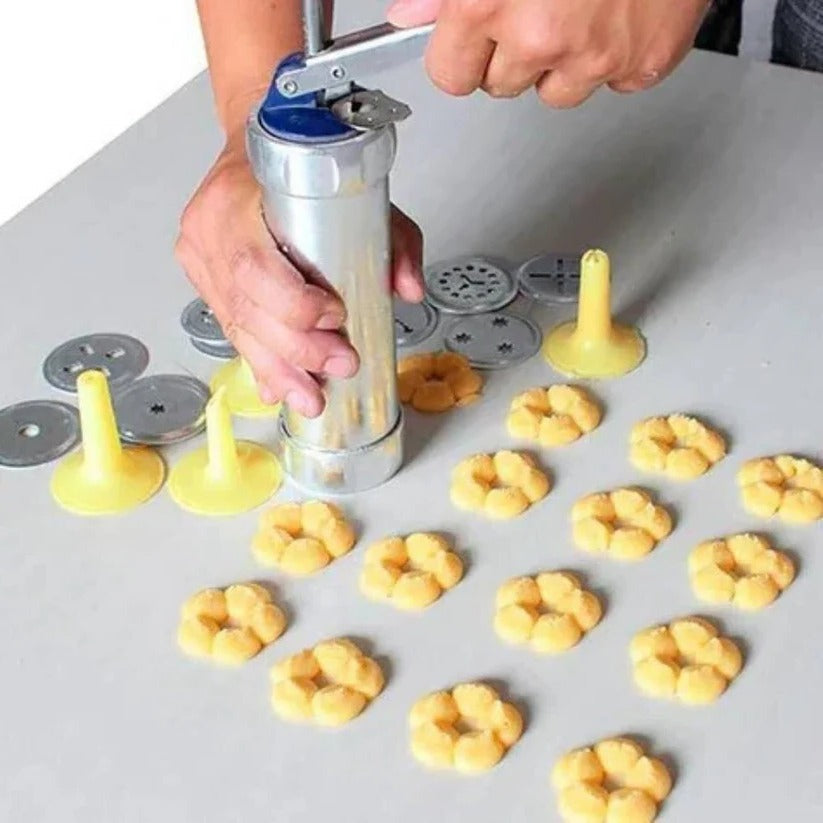 Aluminium-Kekspresse Set mit 20 Formen und 4 Spritzaufsätzen