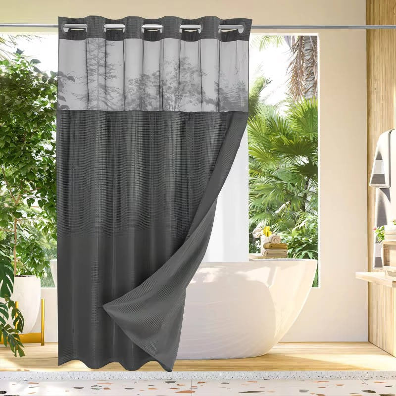 Moderne Duschvorhang mit integriertem Futter und lichtdurchlässigem Fenster