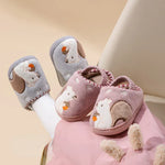 Comfortable kids' fleece slippers with a bear cartoon motif