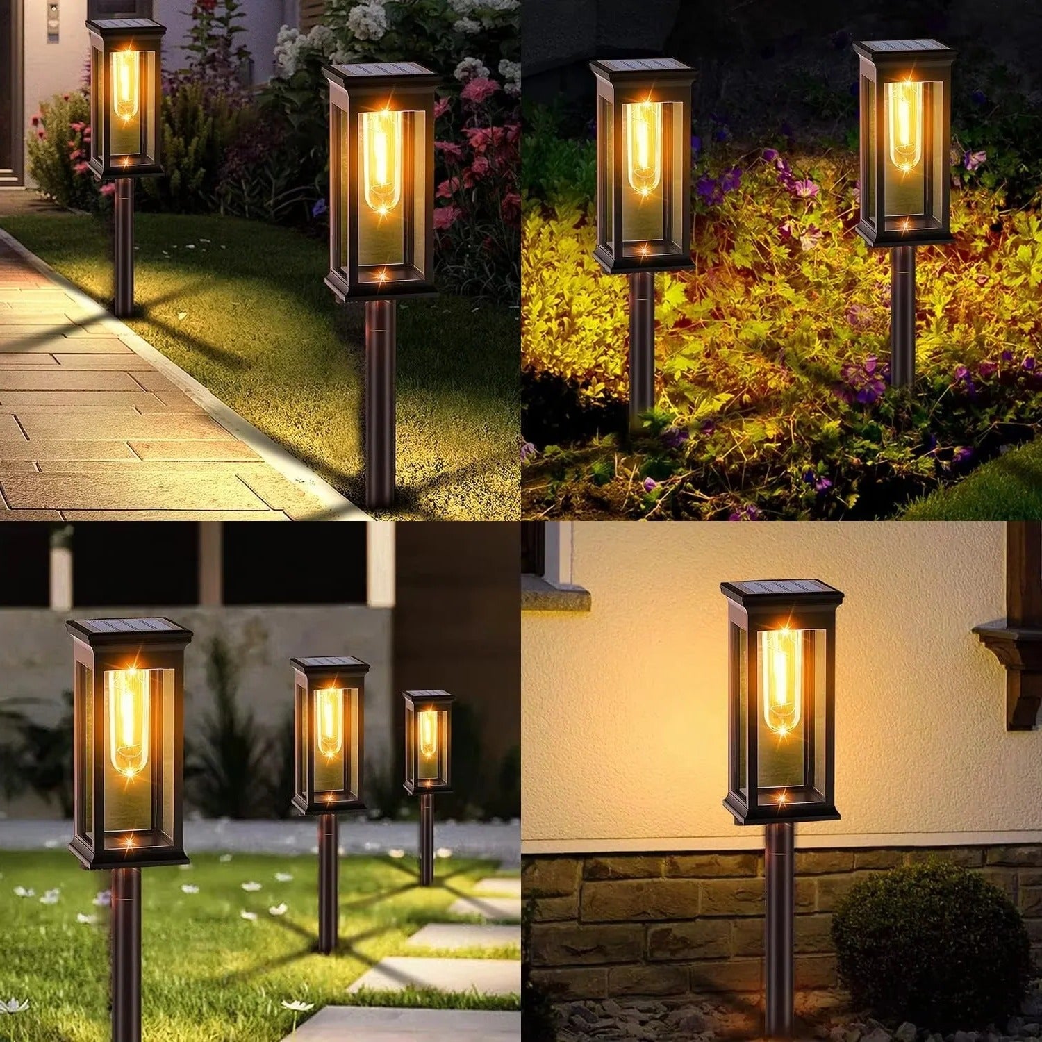 Solarbetriebene Gartenleuchten für Wege, 2er Set