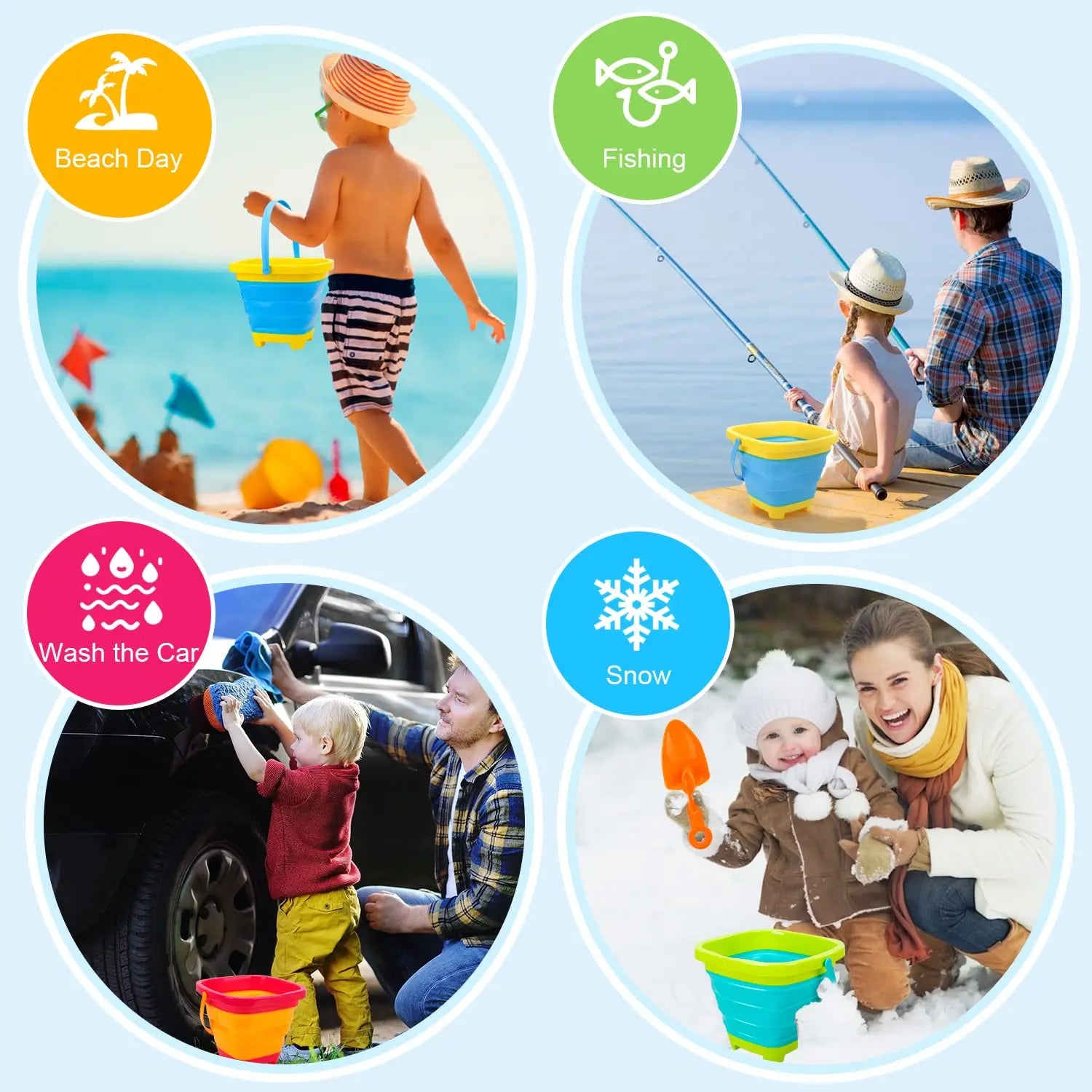Zusammenklappbarer Eimer für Kinder – Praktischer Urlaubsspaß mit Griff