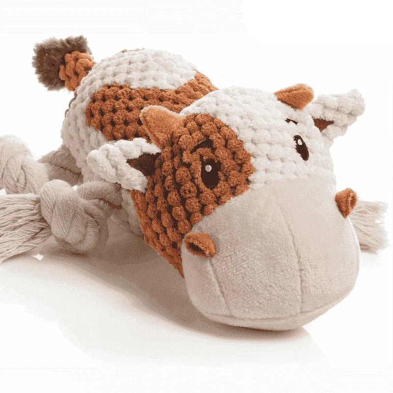 Robust Plush Dog Toy with Squeaker and Crinkle Effect