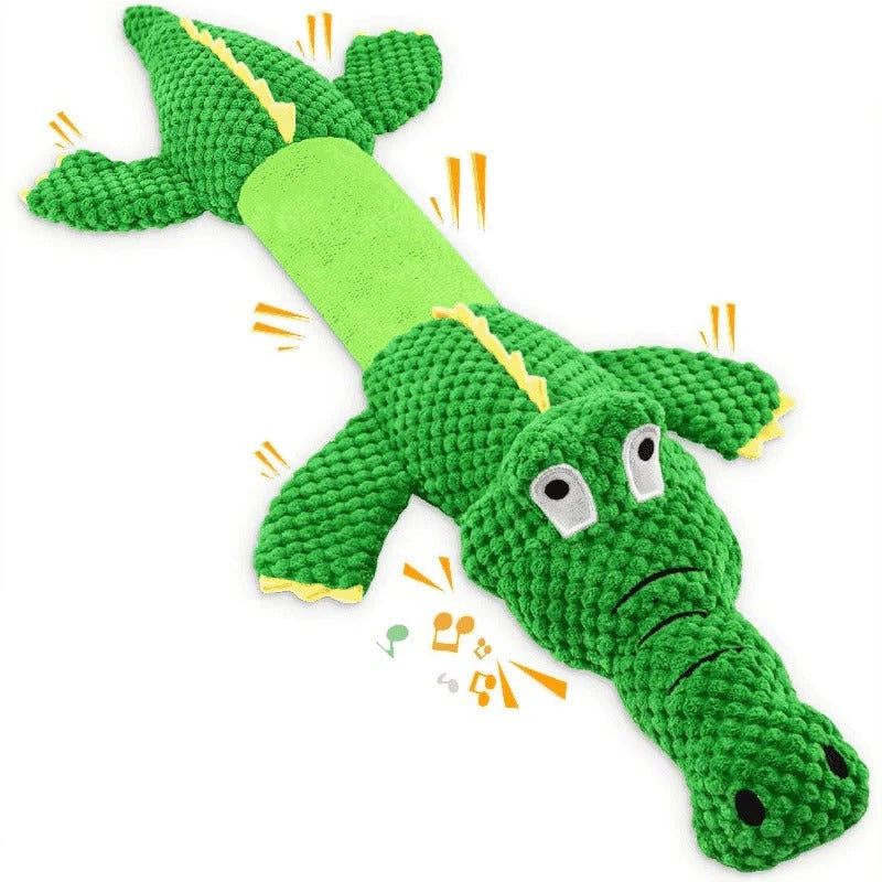 Robust Plush Dog Toy with Squeaker and Crinkle Effect