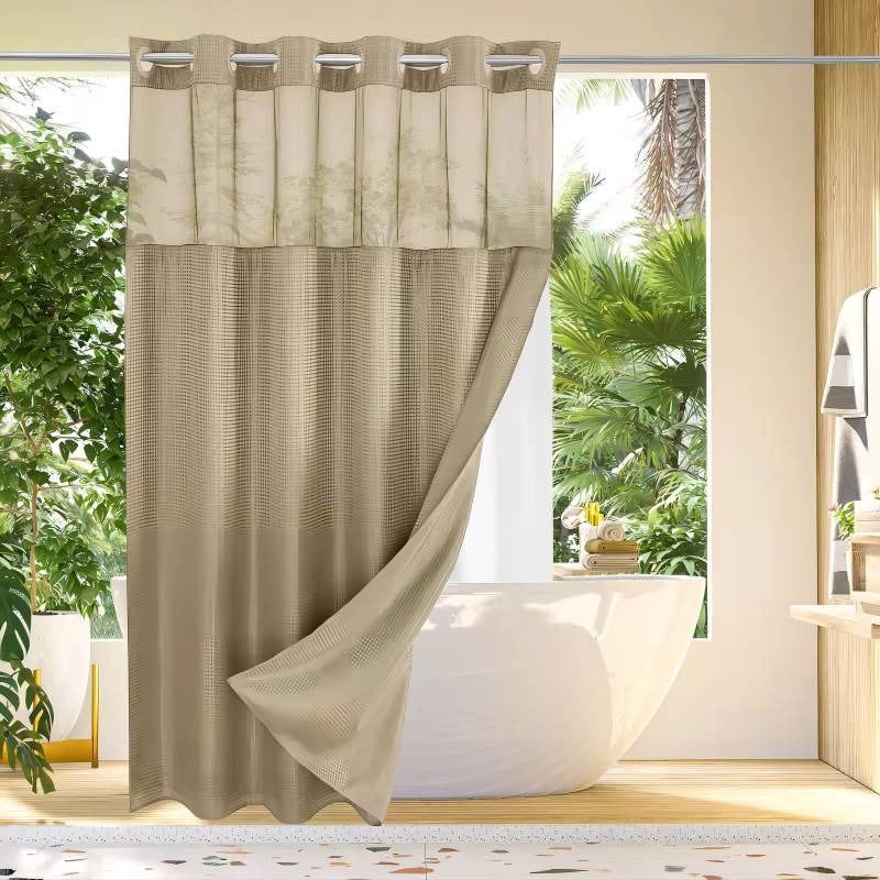 Moderne Duschvorhang mit integriertem Futter und lichtdurchlässigem Fenster