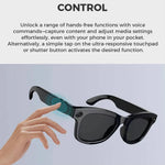 Smart glasses with integrated camera and Bluetooth audio