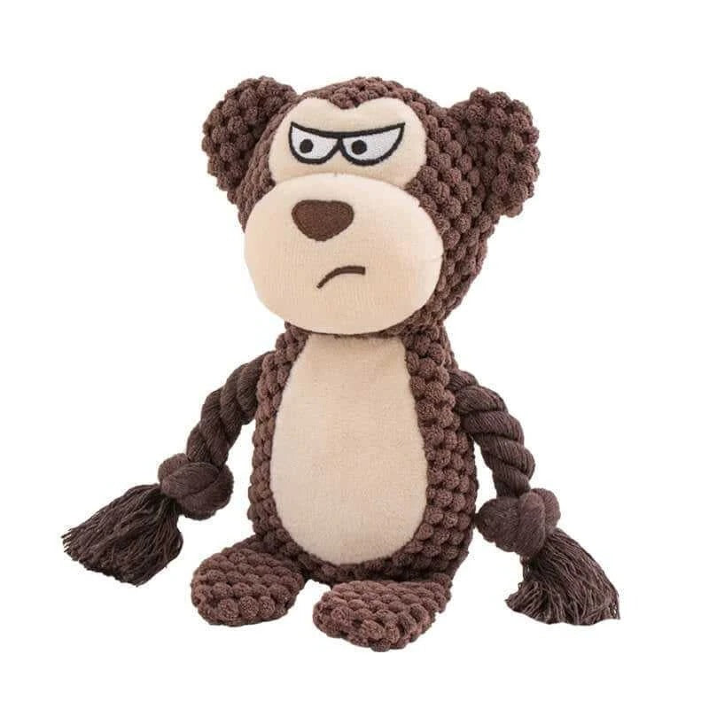 Robust Plush Dog Toy with Squeaker and Crinkle Effect
