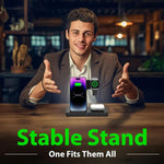 Praktischer 3-fach Kabelloser Ladehalter für Smartphones, Uhren & Earbuds