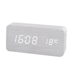 Modern Wood Grain Look Alarm Clock with 3 Alarms and Adjustable Brightness
