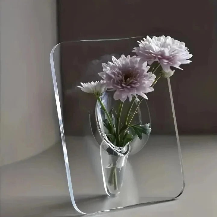 Modern acrylic picture frame with flower vase function