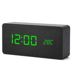 Modern Wood Grain Look Alarm Clock with 3 Alarms and Adjustable Brightness