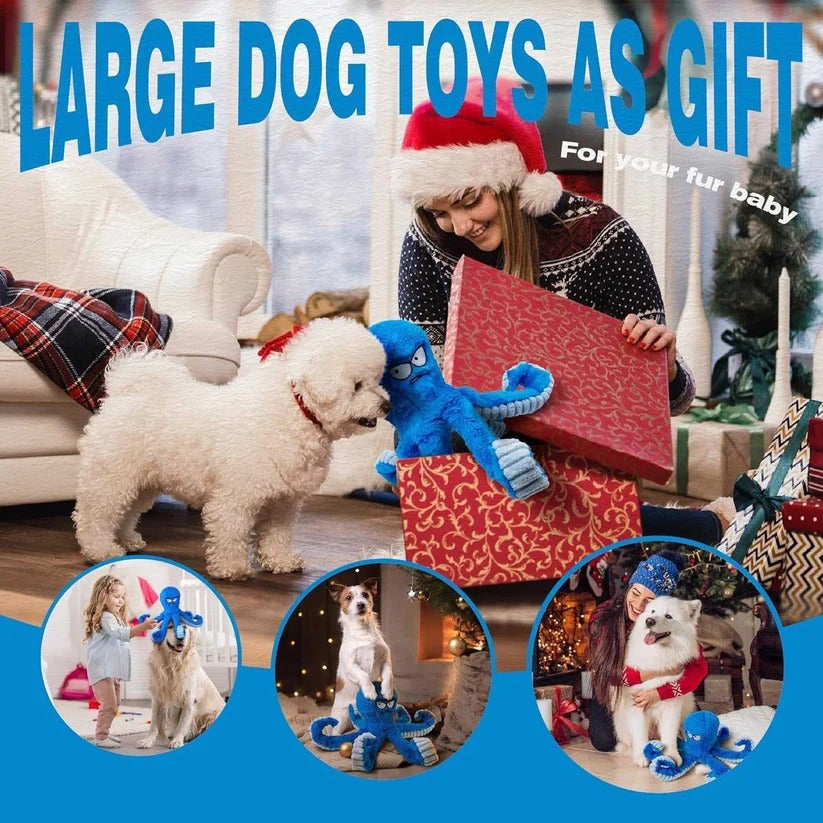 Robust Plush Dog Toy with Squeaker and Crinkle Effect