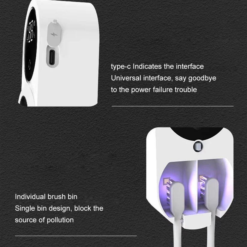 UV Toothbrush Holder with Contactless Sensor and Wall Mount