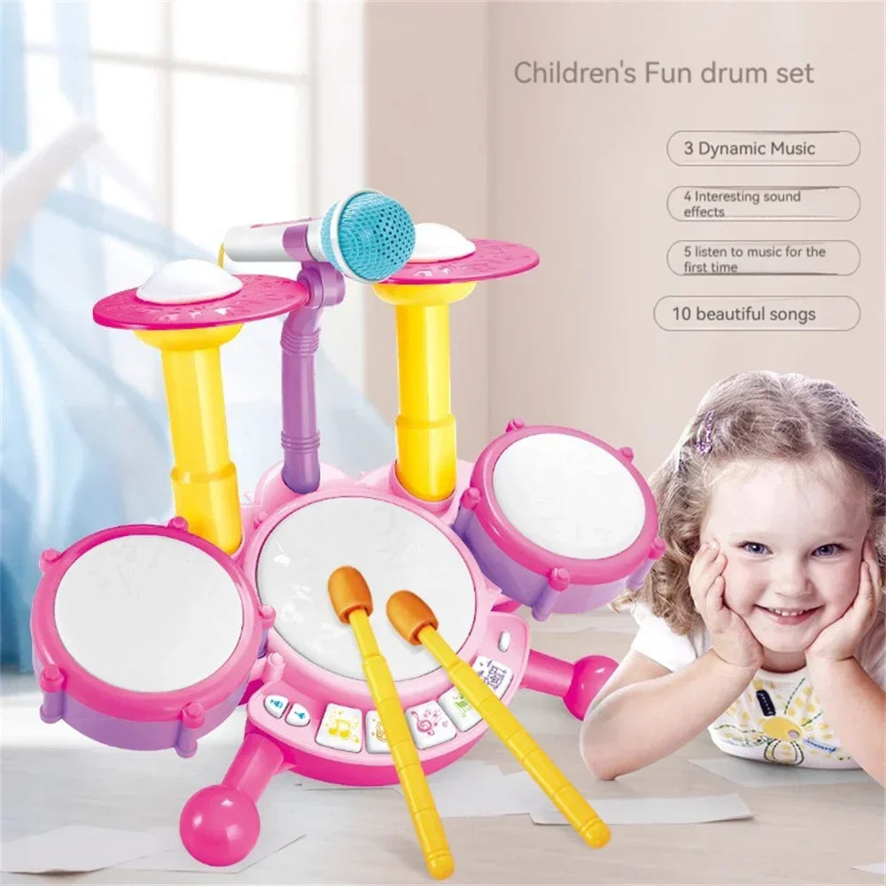 Musical Toy for Kids - Electronic Drum Set with Light and Sound