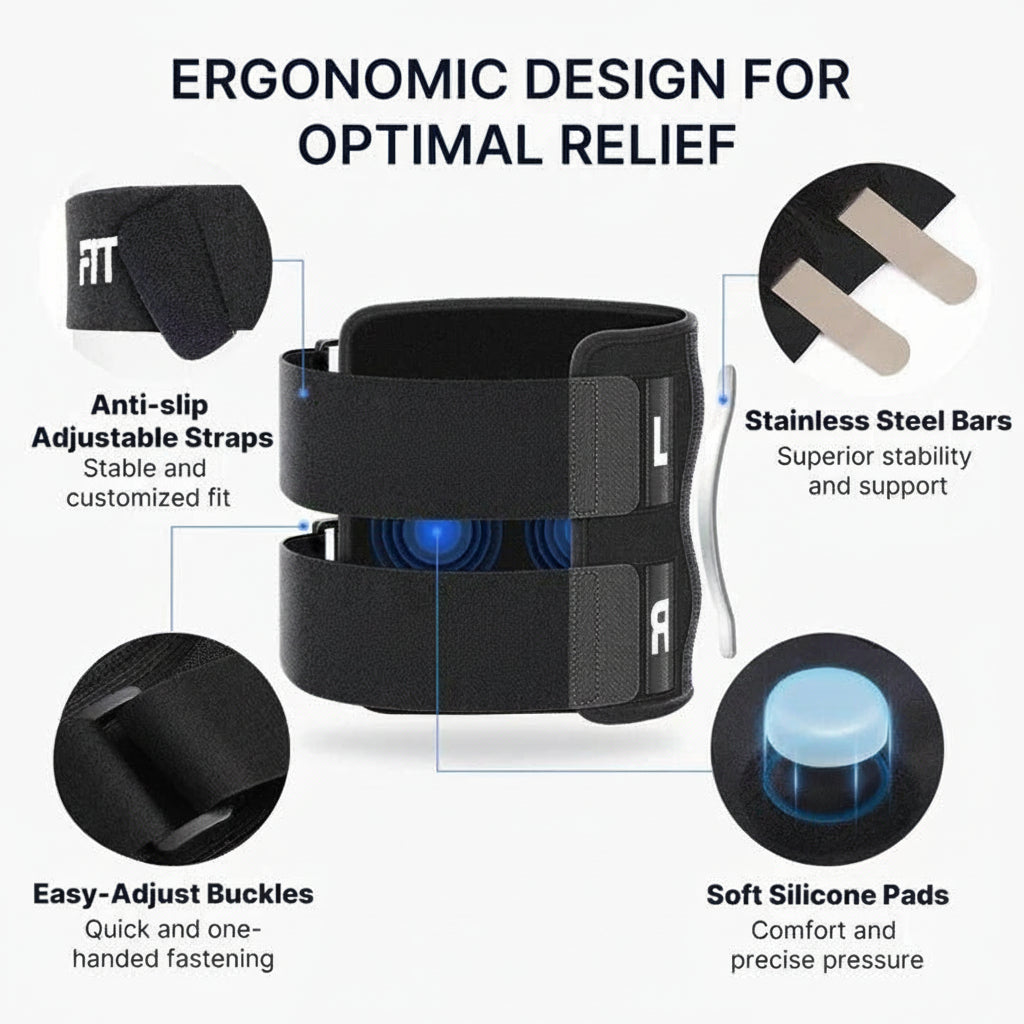 Knee Stabilizer with Adjustable Straps and Dual Pads