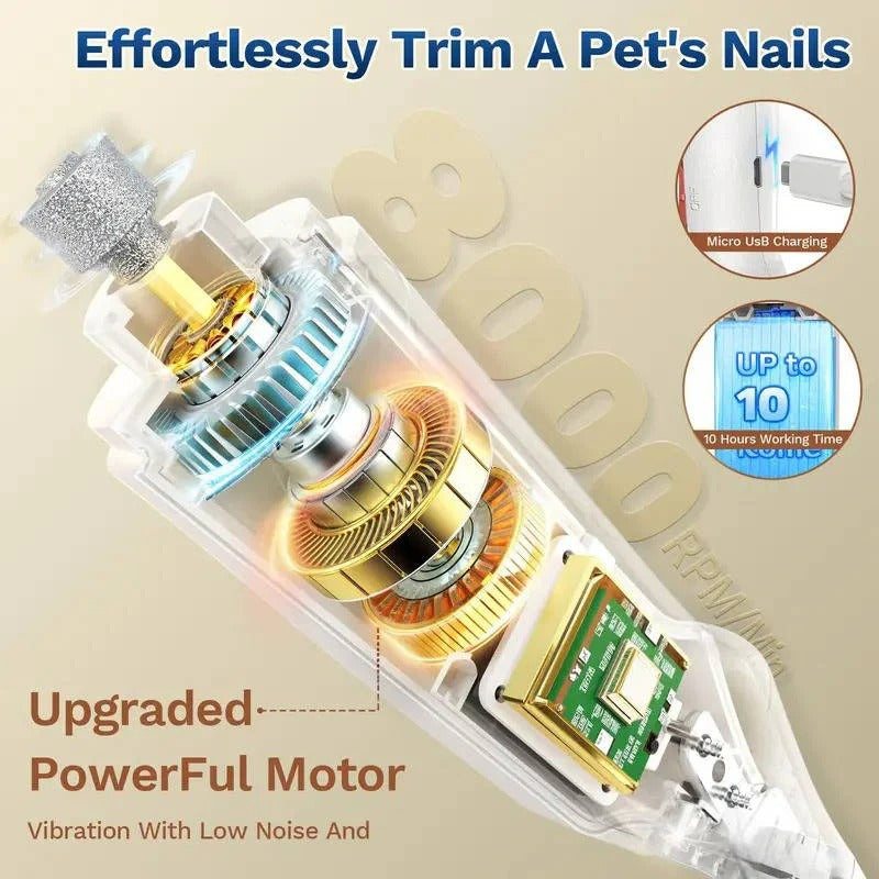 Quiet, rechargeable nail grinder for dogs and cats