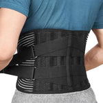 Adjustable back support belt with dual metal spring stabilizers