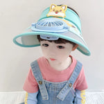Kids' Sun Hat with Fan – Adjustable Frog-Design Summer Hat
