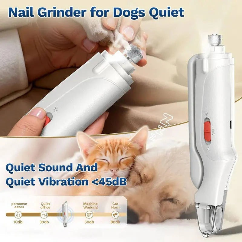 Quiet, rechargeable nail grinder for dogs and cats
