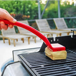 Long-handled grill cleaner with steam pad for effortless cleaning