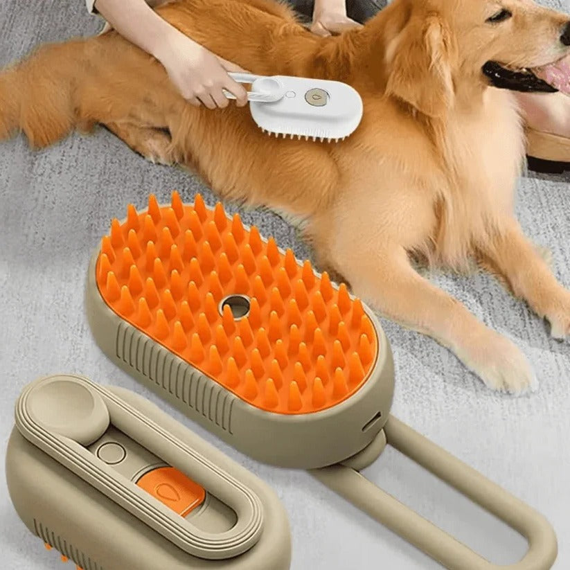 Innovative Bürste für Haustiere mit Dampffunktion und Haarentfernungskamm