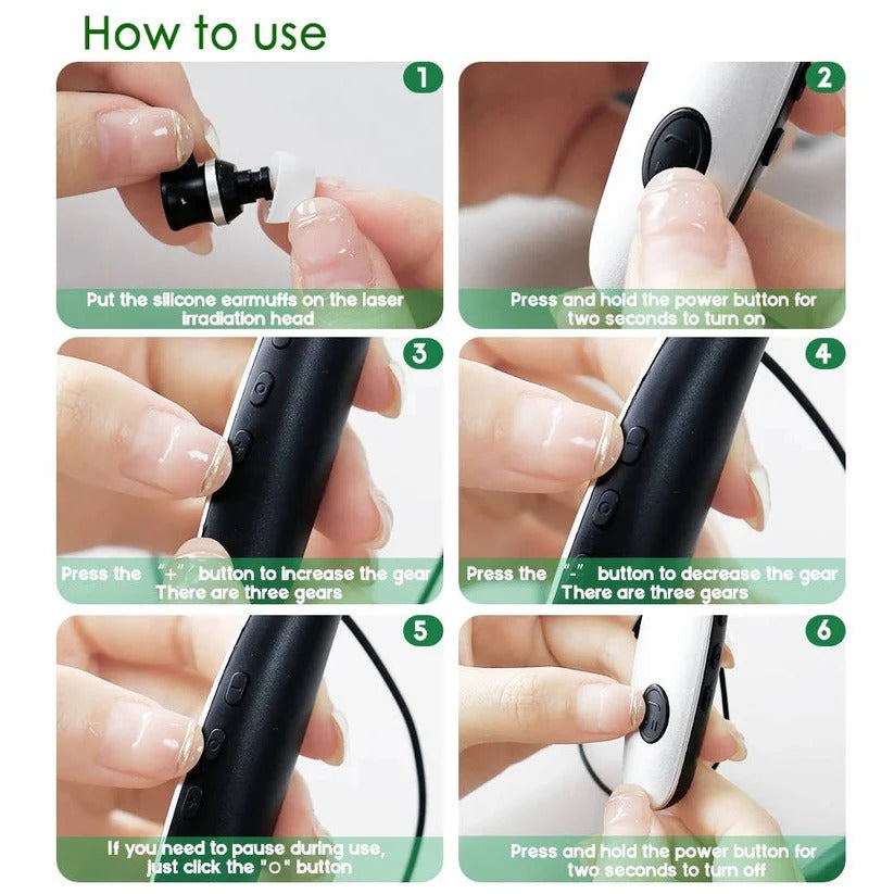 Rechargeable Red Light Device with Dual Probe for Ears and Nose