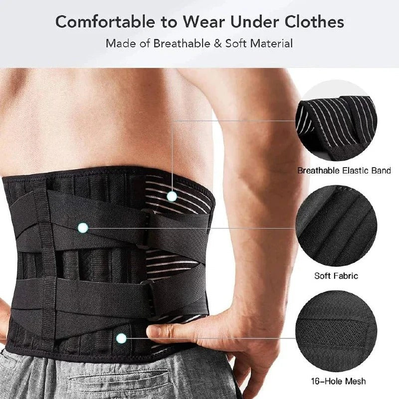 Adjustable back support belt with dual metal spring stabilizers
