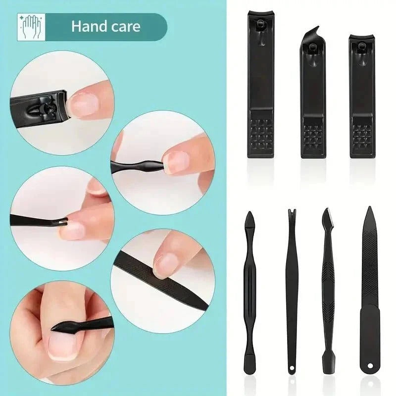 Vielseitiges Nagelpflege-Set aus Edelstahl mit Reisetasche, 24 Teile