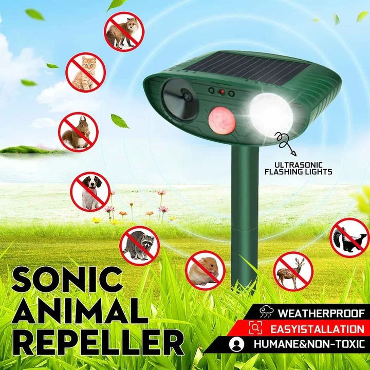 Solar Powered Outdoor Ultrasonic Animal Repeller
