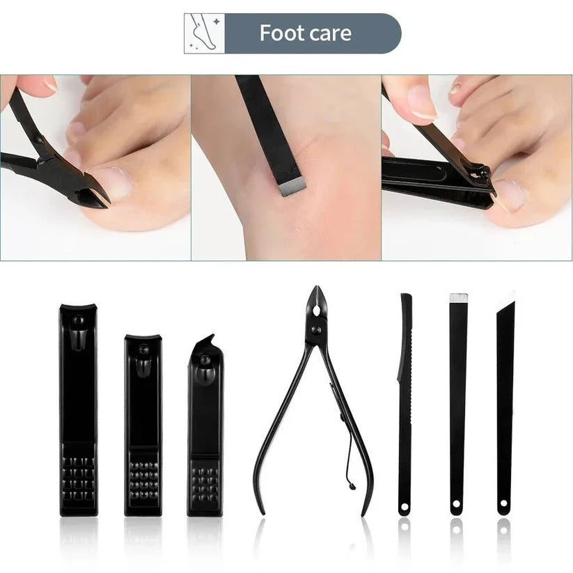 Vielseitiges Nagelpflege-Set aus Edelstahl mit Reisetasche, 24 Teile
