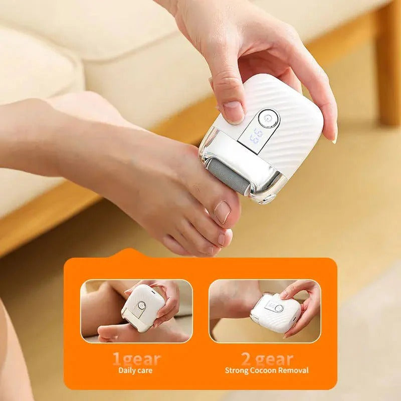Rechargeable Electric Foot File with 3 Replacement Heads and LED Lighting