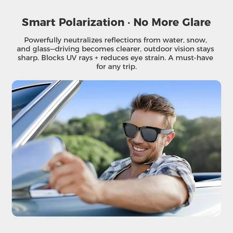 Smart glasses with integrated camera and Bluetooth audio