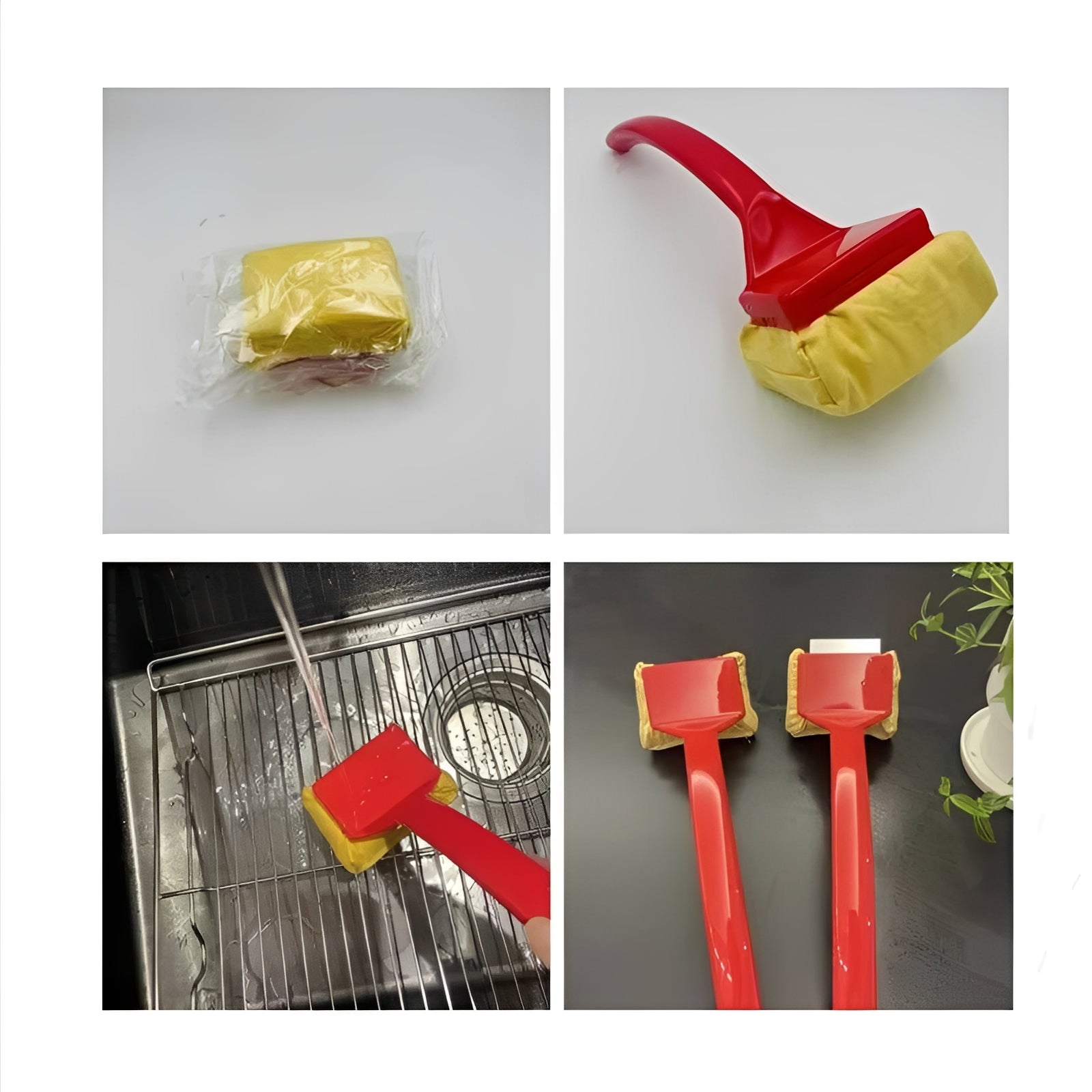Long-handled grill cleaner with steam pad for effortless cleaning