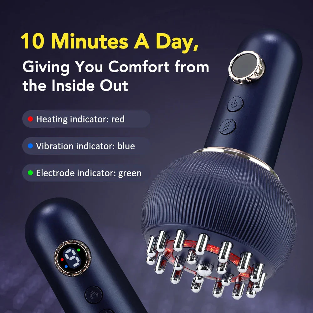 Heat and vibration massager for lymphatic drainage