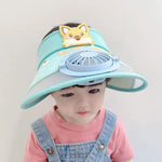 Kids' Sun Hat with Fan – Adjustable Frog-Design Summer Hat